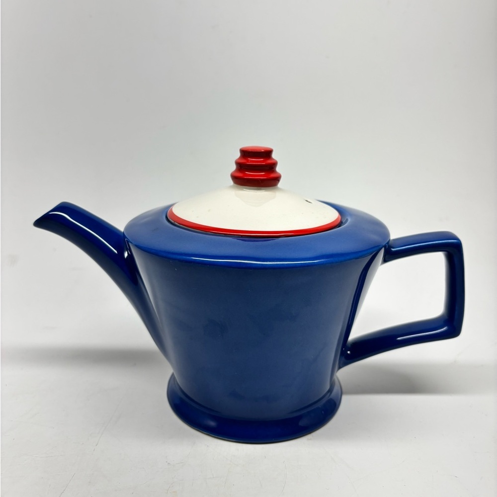 Sadler England Teapot Art Deco Style c1950s Red, White & Blue 1 Pint